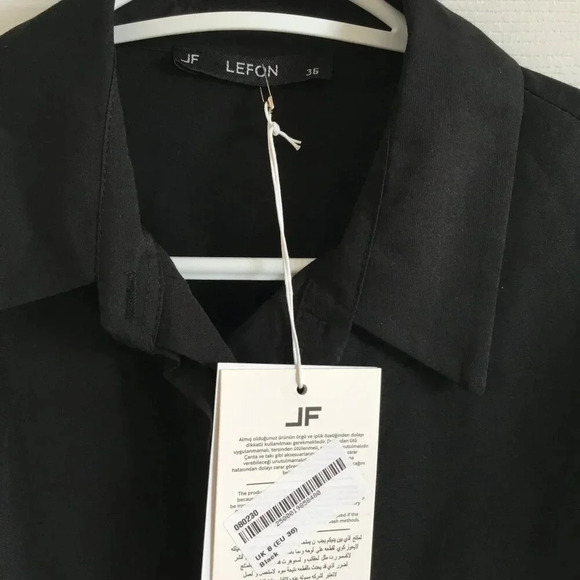 Belted Back Shirt 100% Cotton  Long sleeves Black Sz (EU 36| US 4) - Picture 4 of 6